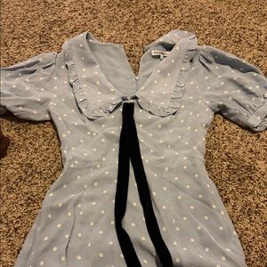 Reformation Light Blue Polka Dot Dress